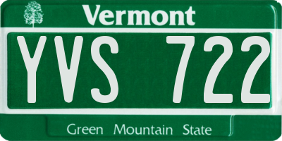 VT license plate YVS722