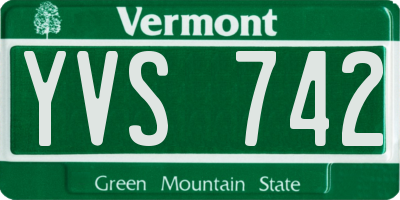 VT license plate YVS742