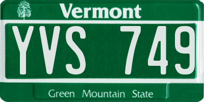 VT license plate YVS749