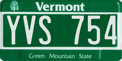 VT license plate YVS754