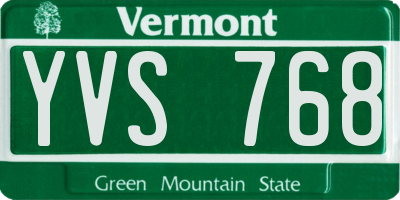 VT license plate YVS768