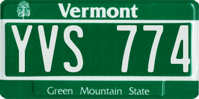 VT license plate YVS774
