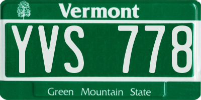 VT license plate YVS778