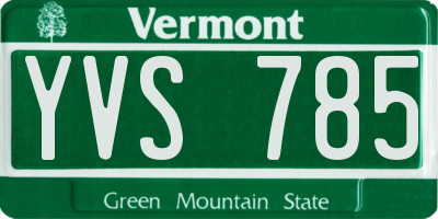VT license plate YVS785