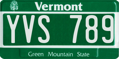 VT license plate YVS789