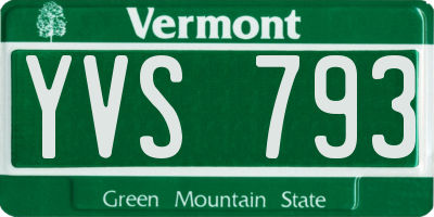 VT license plate YVS793
