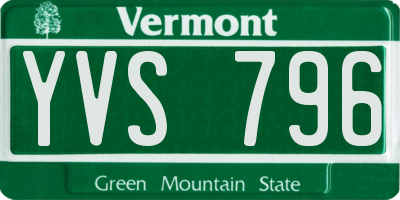 VT license plate YVS796