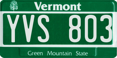 VT license plate YVS803