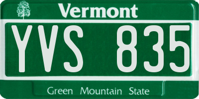 VT license plate YVS835