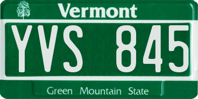 VT license plate YVS845