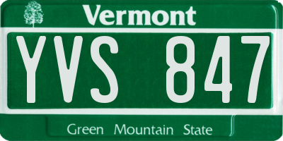 VT license plate YVS847