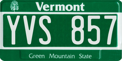 VT license plate YVS857