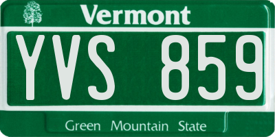 VT license plate YVS859