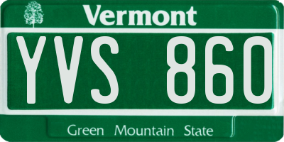 VT license plate YVS860