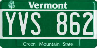 VT license plate YVS862