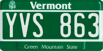 VT license plate YVS863