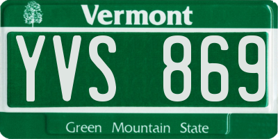 VT license plate YVS869