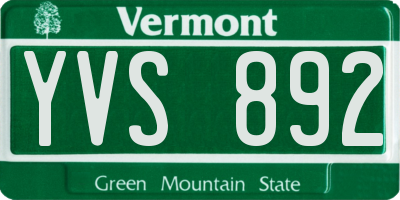 VT license plate YVS892
