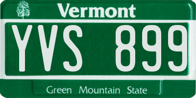 VT license plate YVS899