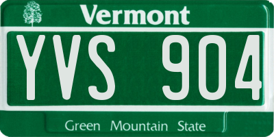 VT license plate YVS904