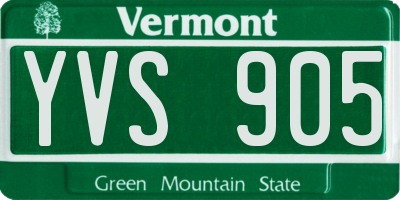 VT license plate YVS905