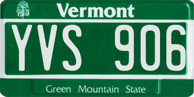 VT license plate YVS906