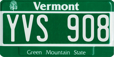 VT license plate YVS908