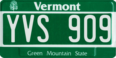 VT license plate YVS909