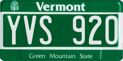 VT license plate YVS920