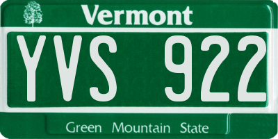 VT license plate YVS922