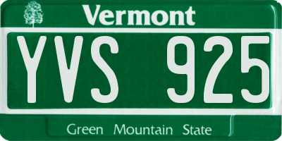 VT license plate YVS925