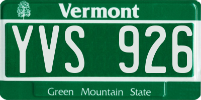 VT license plate YVS926