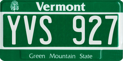 VT license plate YVS927