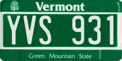 VT license plate YVS931