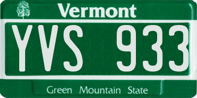 VT license plate YVS933