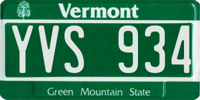 VT license plate YVS934