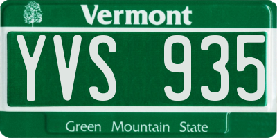 VT license plate YVS935