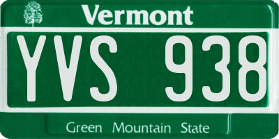 VT license plate YVS938