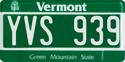 VT license plate YVS939