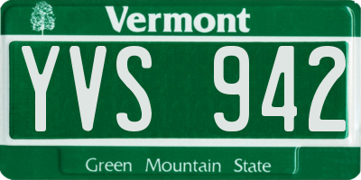 VT license plate YVS942