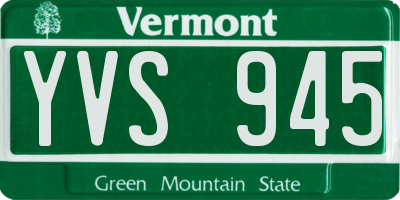 VT license plate YVS945