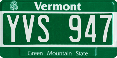 VT license plate YVS947