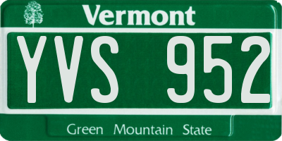 VT license plate YVS952