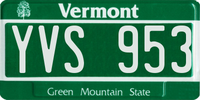 VT license plate YVS953