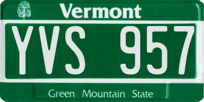VT license plate YVS957