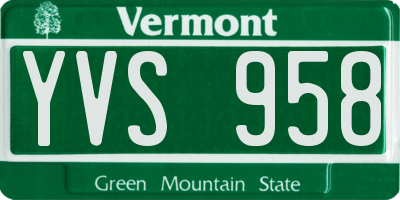 VT license plate YVS958