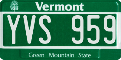 VT license plate YVS959