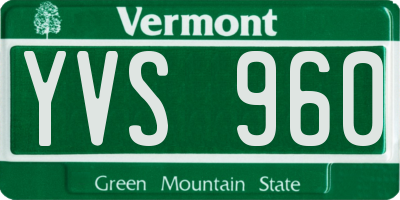 VT license plate YVS960