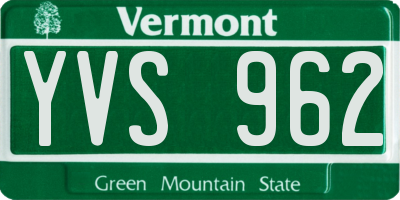 VT license plate YVS962