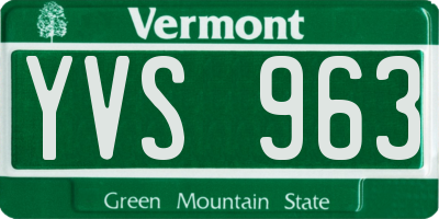 VT license plate YVS963